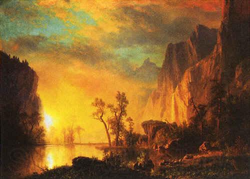 Albert Bierstadt Sunset in the  Rockies Germany oil painting art